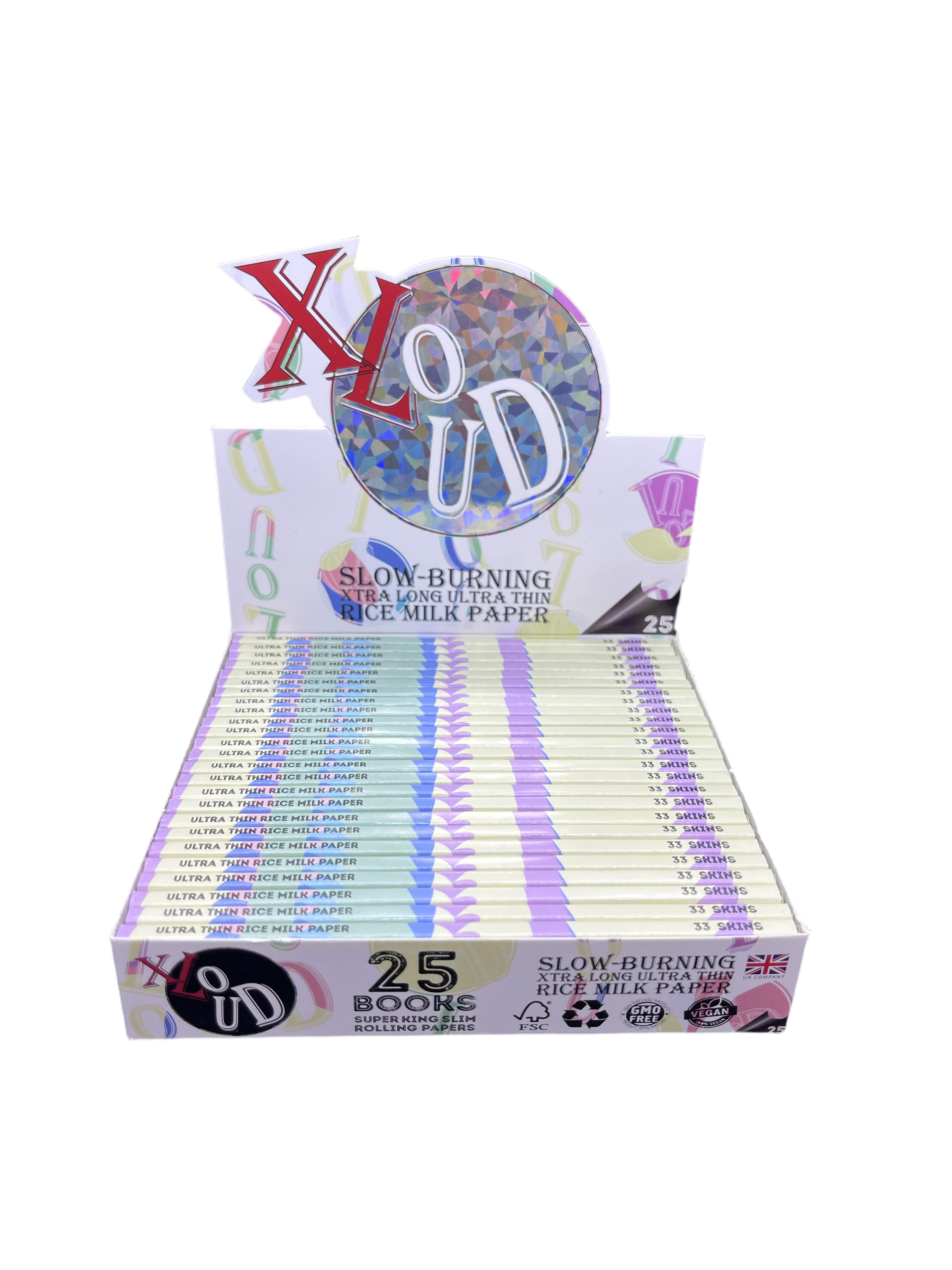 XLoud 130mm Extra Long Rolling Papers – OG Summer Drop – 20% Longer Than King Size – White Rice Milk Paper
