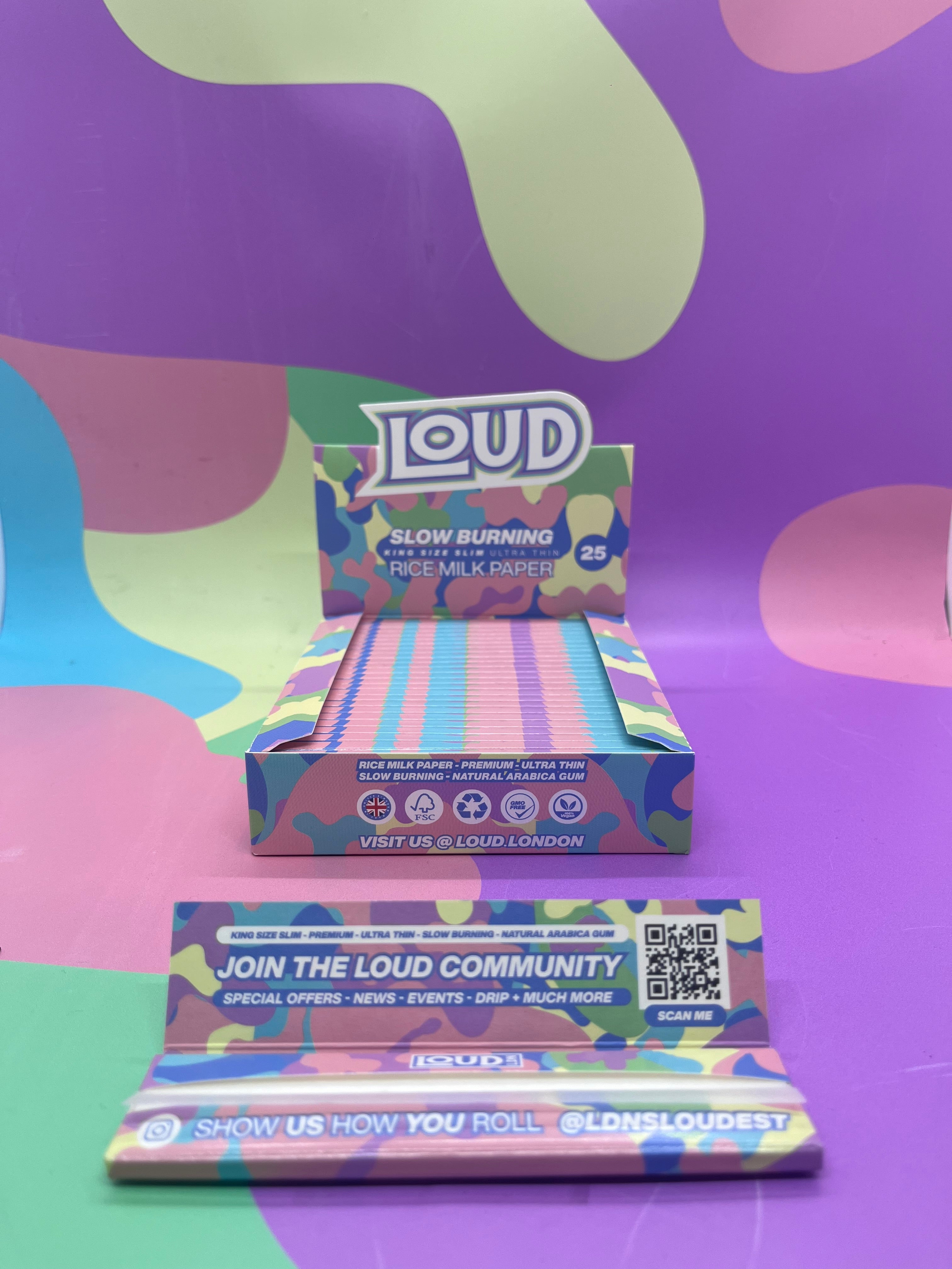 LOUD LDN™️ King Size Slim Papers  - Ultra Thin - Slow Burning - Rice Milk Paper (White)