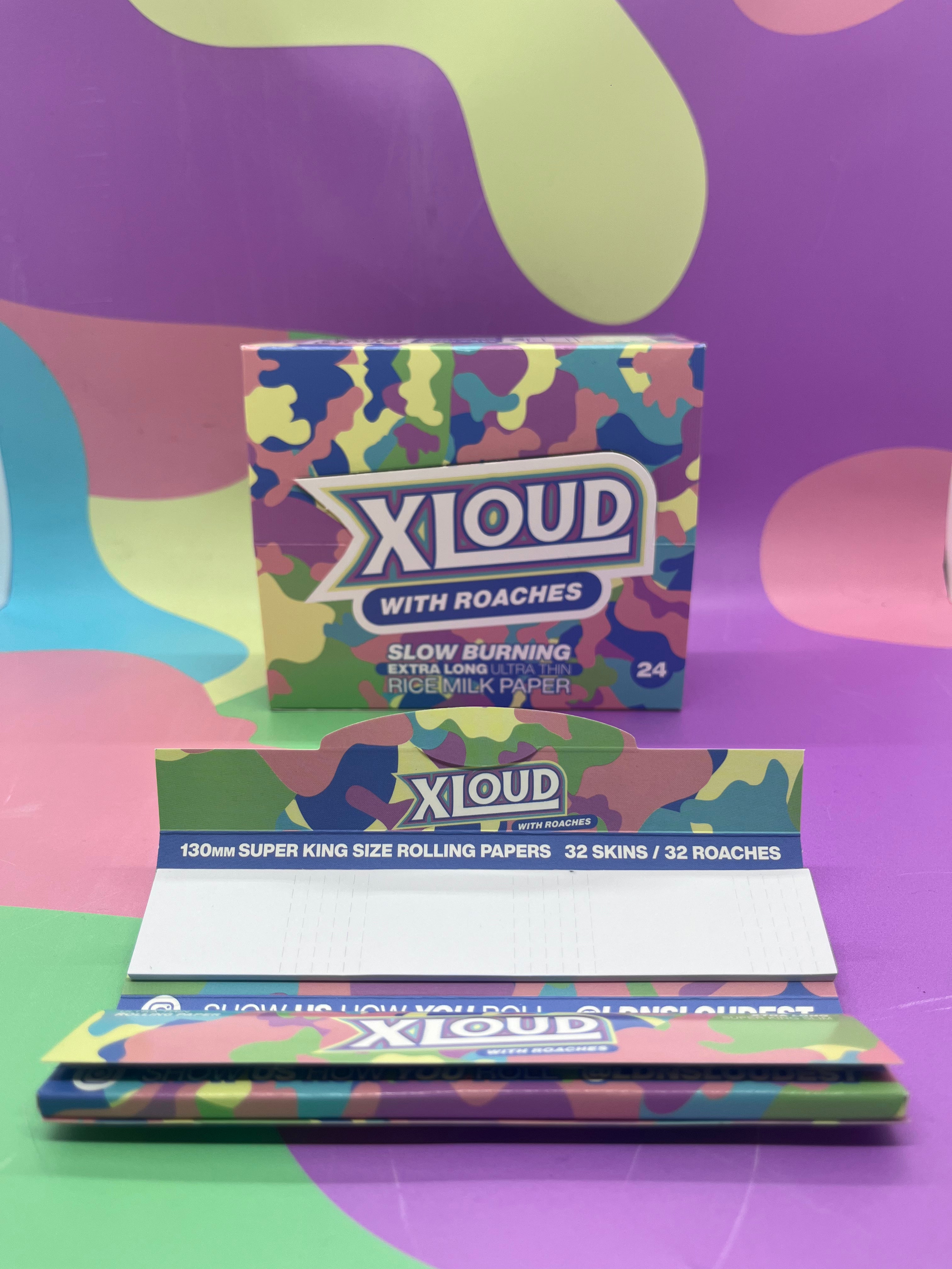 XLoud 130mm Combo Pack – XL Rolling Papers & Roach Tips, 24 Packs – 20% Longer Than Standard King Size