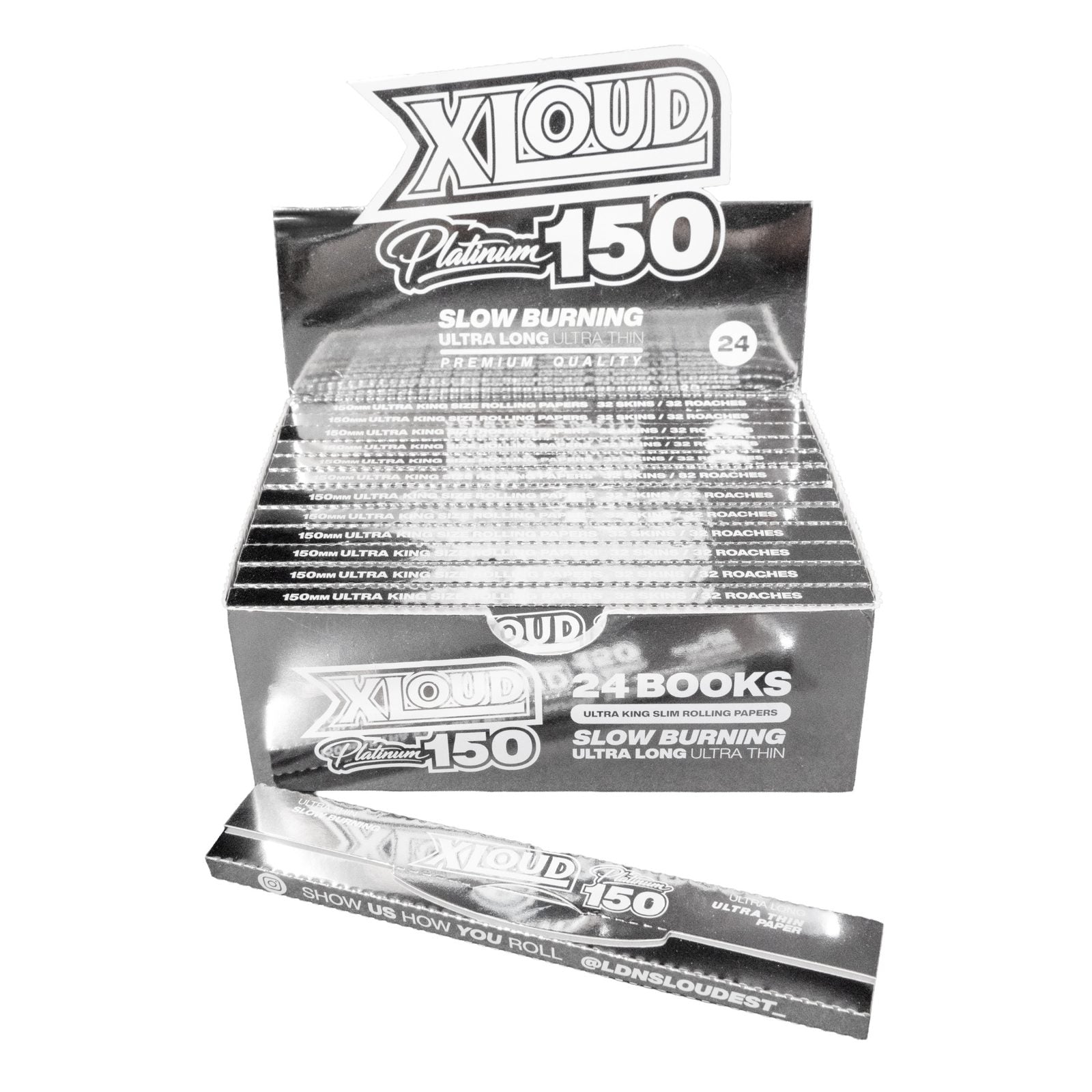 XLOUD Platinum 150 Extra Long Rolling Papers & Tips | Ultra Thin 150mm Papers